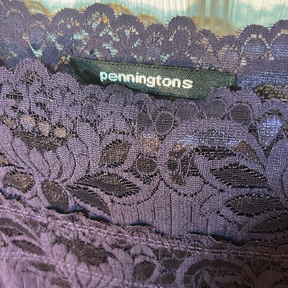 Pennington‘s purple scalloped lace sleeveless nylon top size 4X - Picture 3 of 6